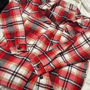 Red and Black Plaid Button-Up Shirt